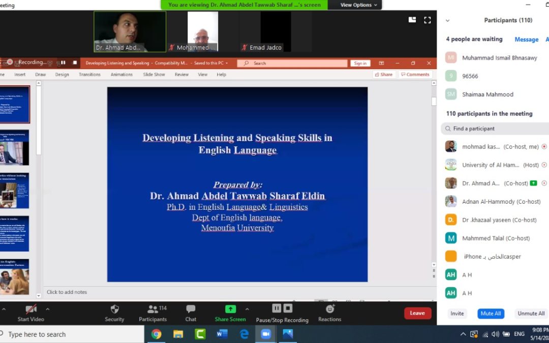 The University of Alhamdaniya Holds an Online Workshop on Developing Speaking and Listening Skills